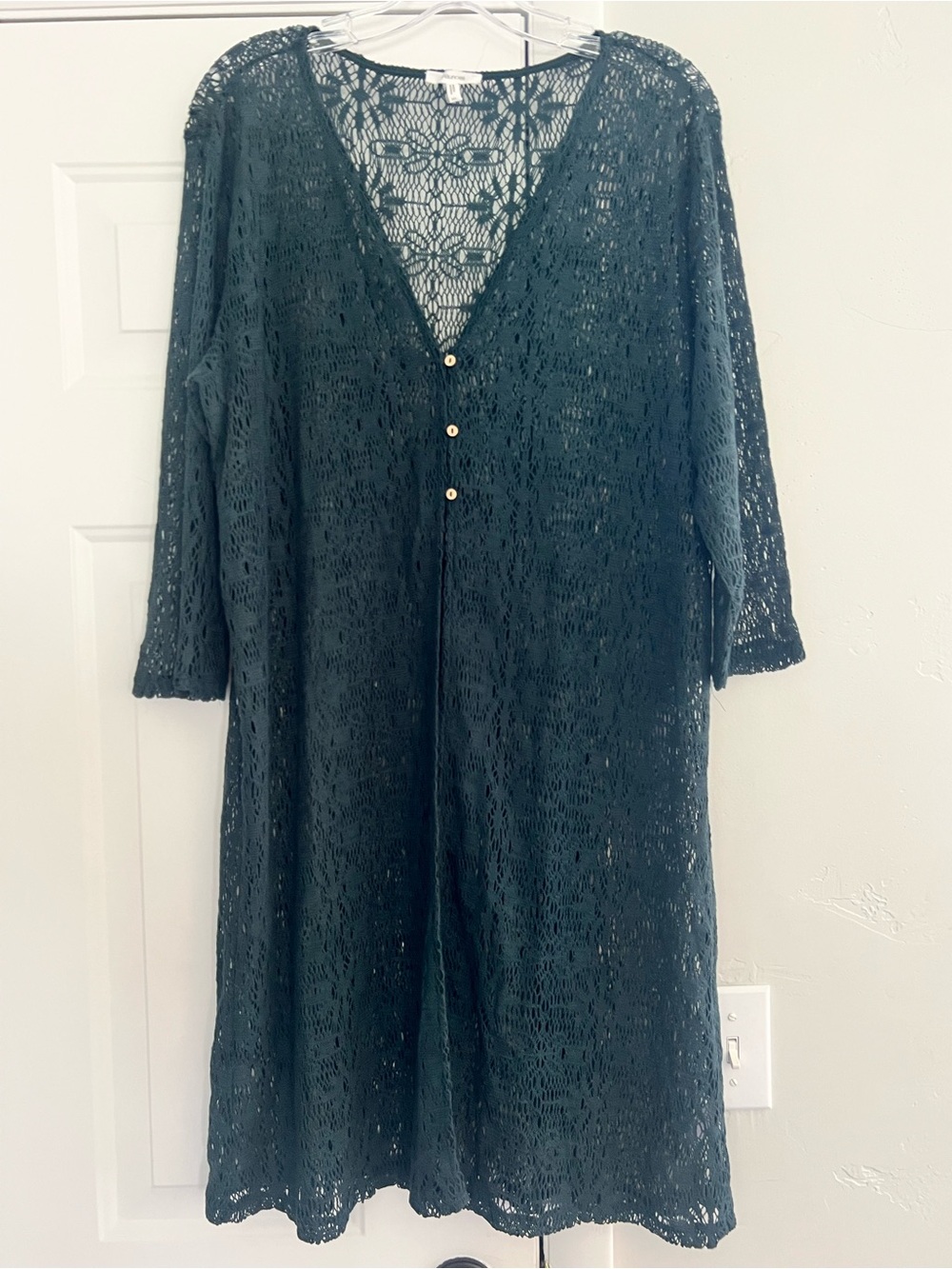 Maurices Teal Lace Knit Cover-Up Robe